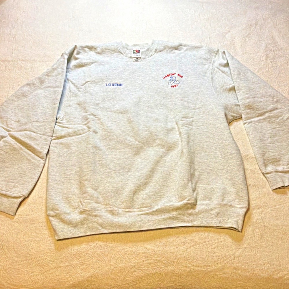 Fruit of the Loom Super Cotton Mens Gray Fleece Crewneck Sweatshirt 2XL 1997